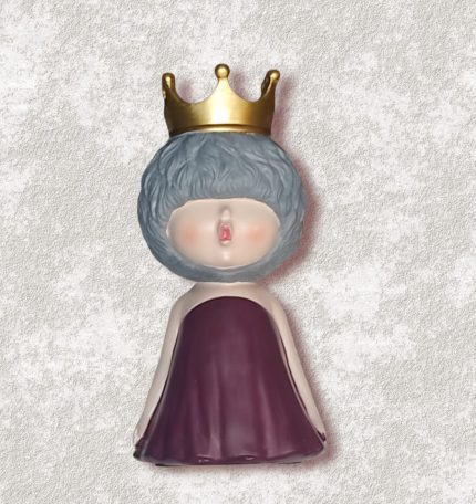 FIGURA MUÑECA CORONA PELO GRIS VESTIDO BURDEO POLIRESINA 18 CM COD:1080 Z