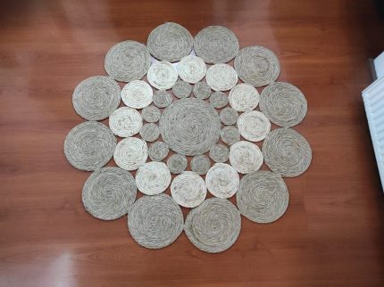 HERMOSA ALFOMBRA DE YUTE DISEÑO BICILOR CIRCULAR, 120 CM DIAMETRO PRECIO OFERTA 🔥$34.990🔥