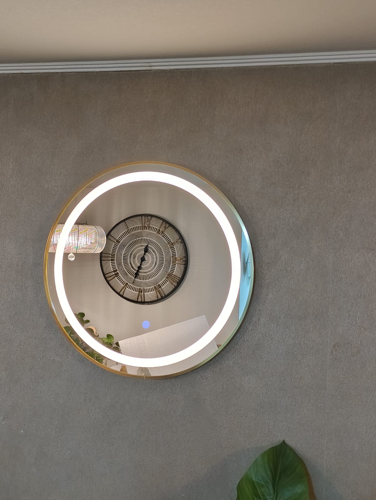 2195 ESPEJO TOUCH LED 60 CM Ø CIRCULAR MARCO METAL CEPILLADO DORADO (5)