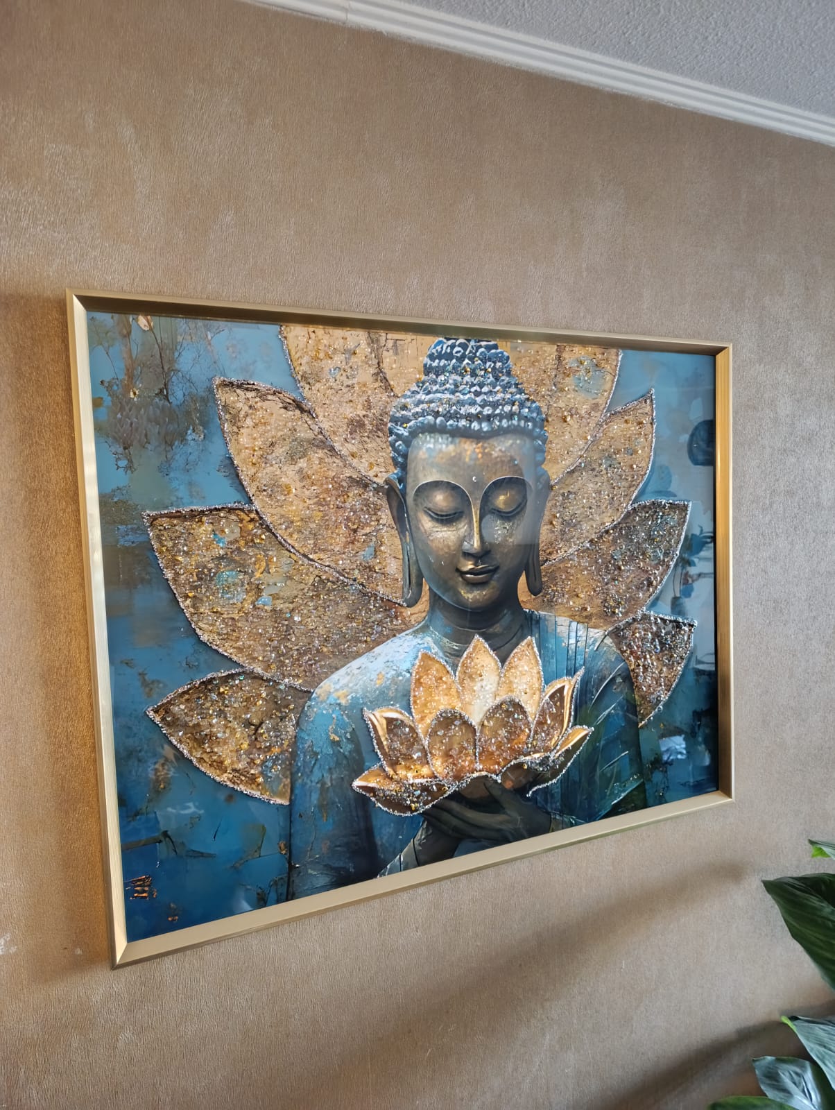 4060 CUADRO BUDA FLOR DE LOTO PINTURA DIAMANTE 70X90X3 CM (2)