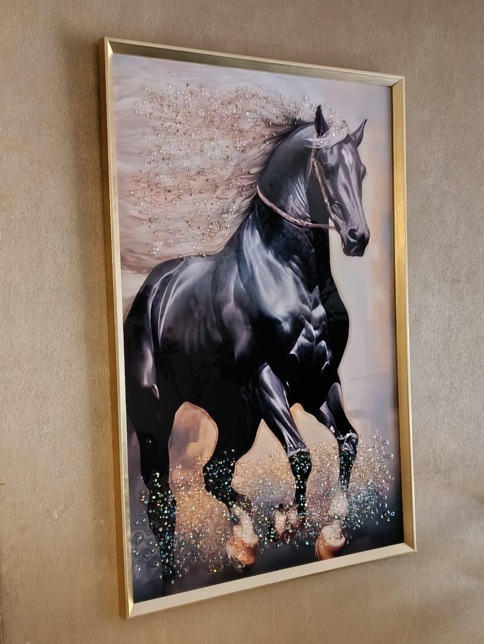 2220 CUADRO CABALLO NEGRO PINTURA DIAMANTE 91X61X3 CM (2)