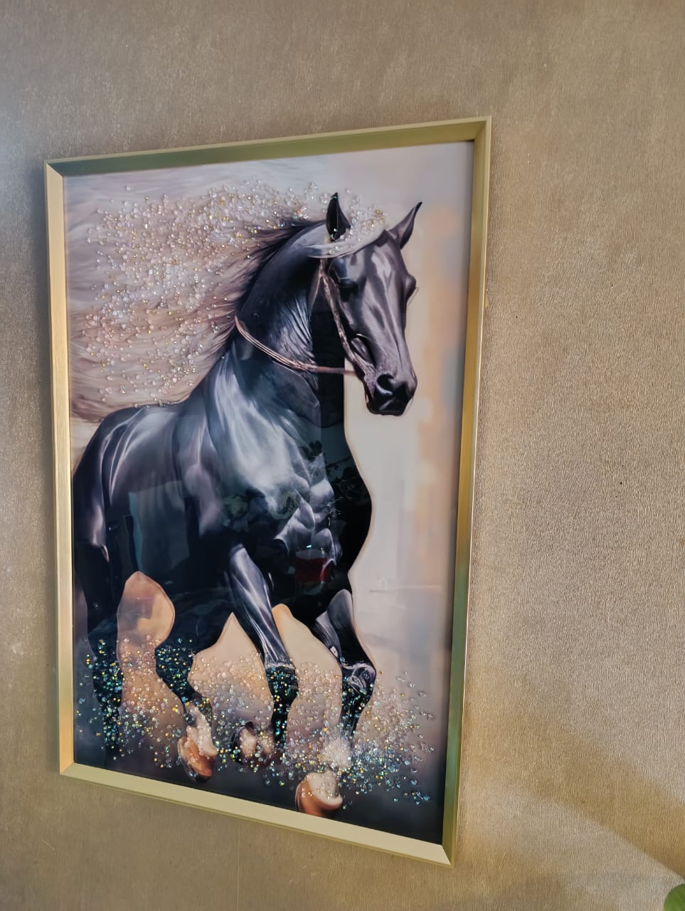 2220 CUADRO CABALLO NEGRO PINTURA DIAMANTE 91X61X3 CM (3)