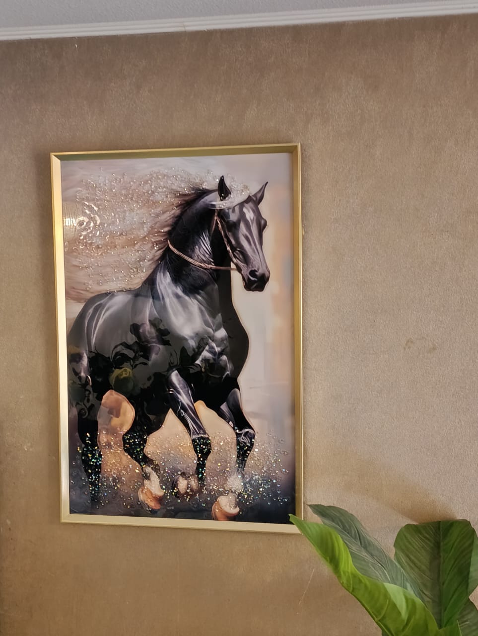 2220 CUADRO CABALLO NEGRO PINTURA DIAMANTE 91X61X3 CM (4)