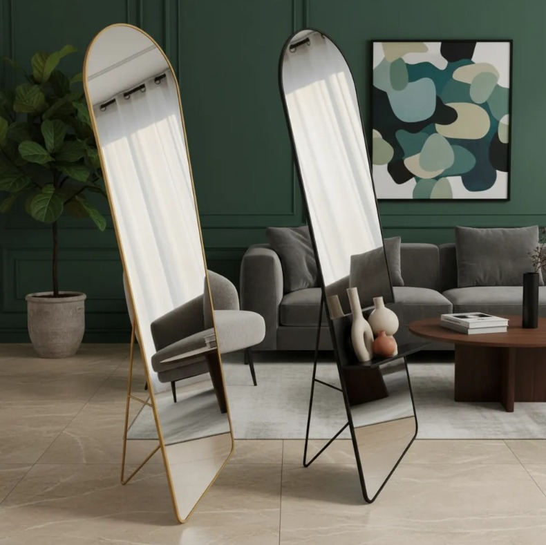 3124-G ESPEJO ATRIL-PARED MARCO ALUMINIO DORADO-NEGRO 148X38 CM (16)