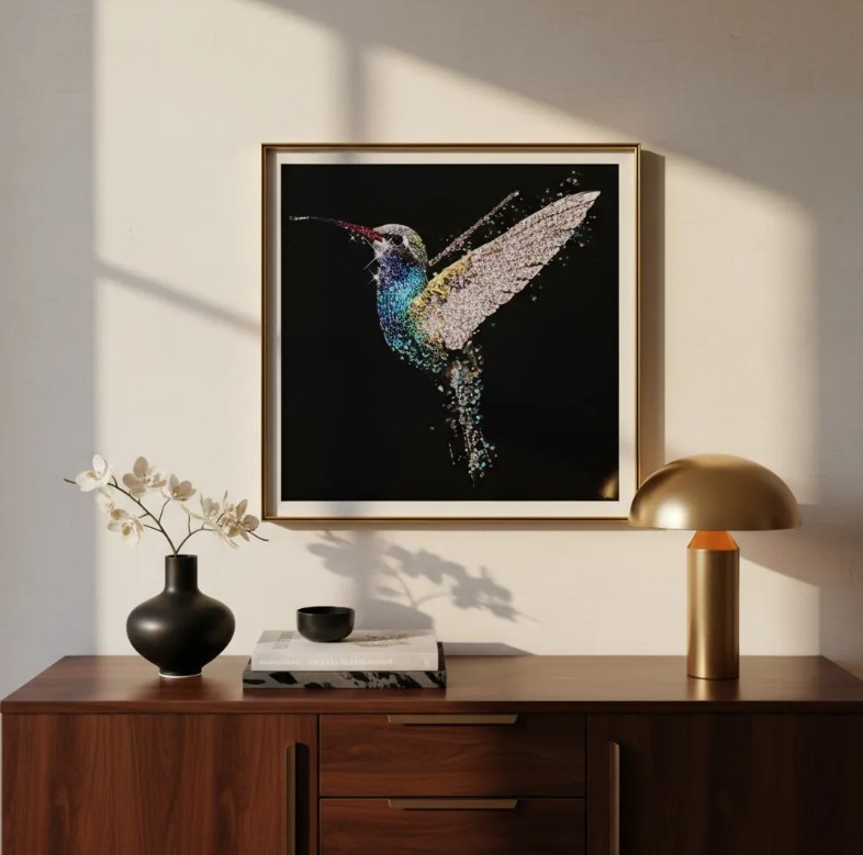 1704 CUADRO PICAFLOR PINTURA ESTILO DIAMANTE 61X61 CM (6)