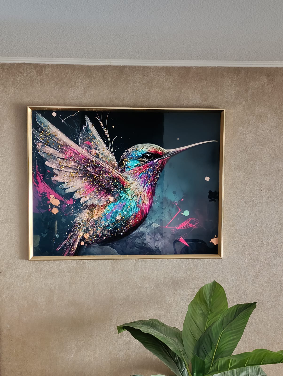 4060-1-1 CUADRO PICAFLOR PINTURA ESTILO DIAMANTE MULTICOLOR 70X90 CM (1)