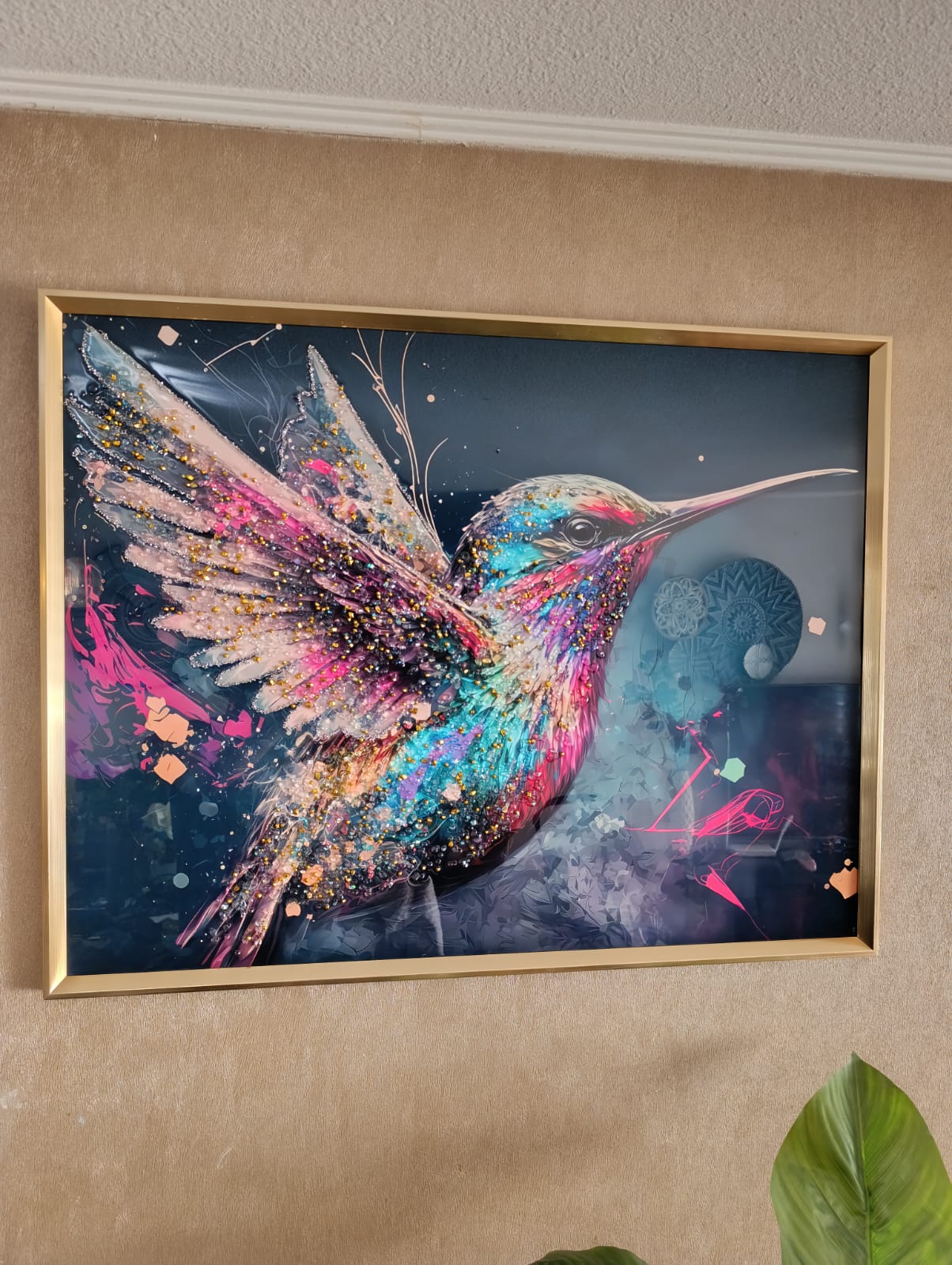 4060-1-1 CUADRO PICAFLOR PINTURA ESTILO DIAMANTE MULTICOLOR 70X90 CM (4)