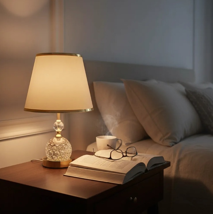 218 LAMPARA VELADOR BASE-CUERPO METAL ACRILICO 41 CM (2)