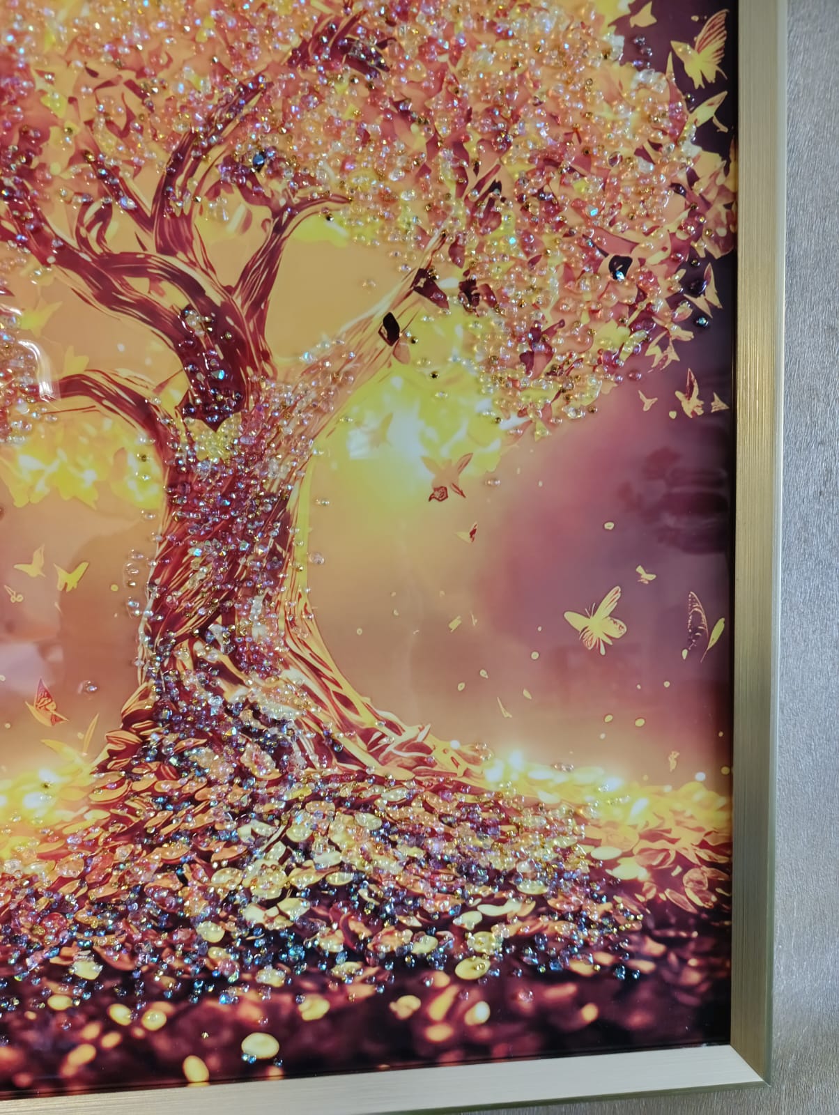 2386 CUADRO ARBOL DE LA VIDA MARIPOSAS PINTURA ESTILO DIAMANTE 91X61X3 CM (1)