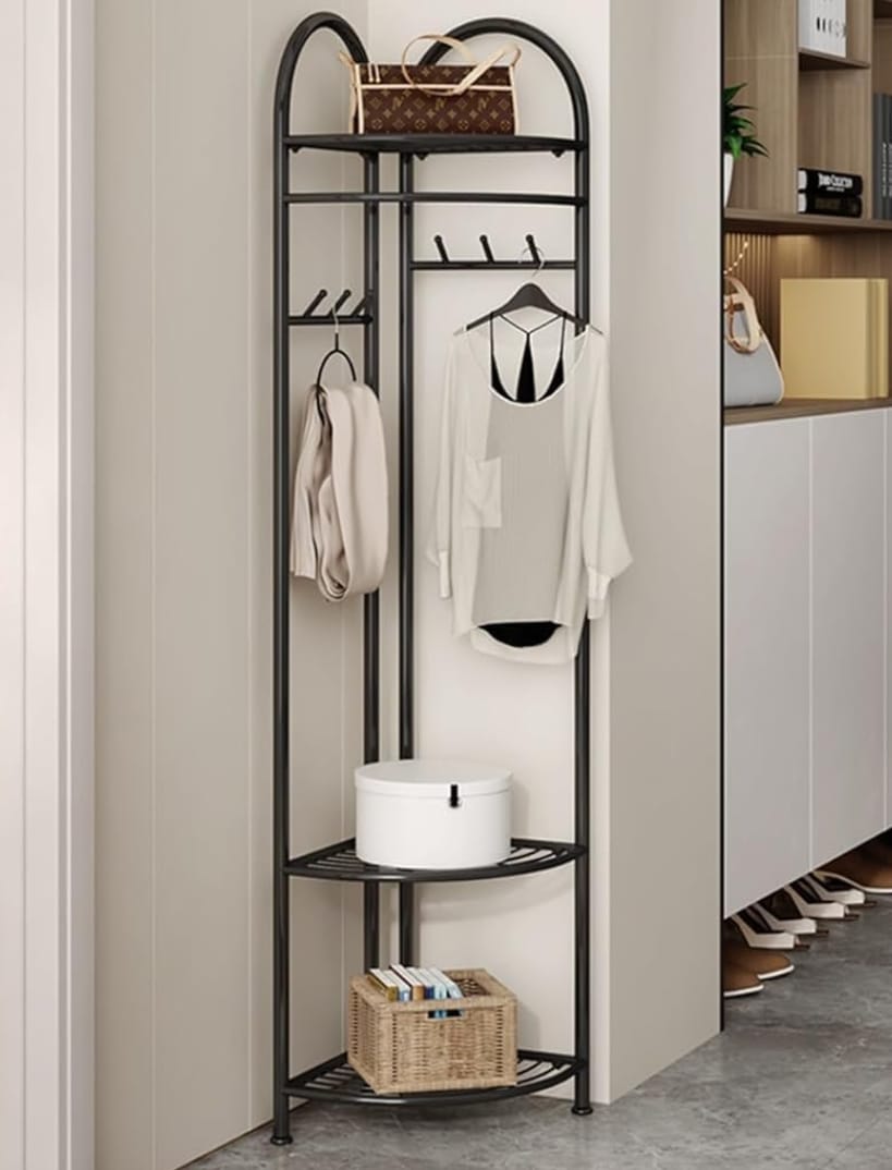 4233 PERCHERO ESQUINERO MULTIFUNCIONAL METAL NEGRO 175 CM (3)