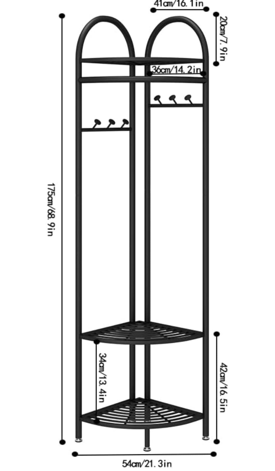 4233 PERCHERO ESQUINERO MULTIFUNCIONAL METAL NEGRO 175 CM (4)