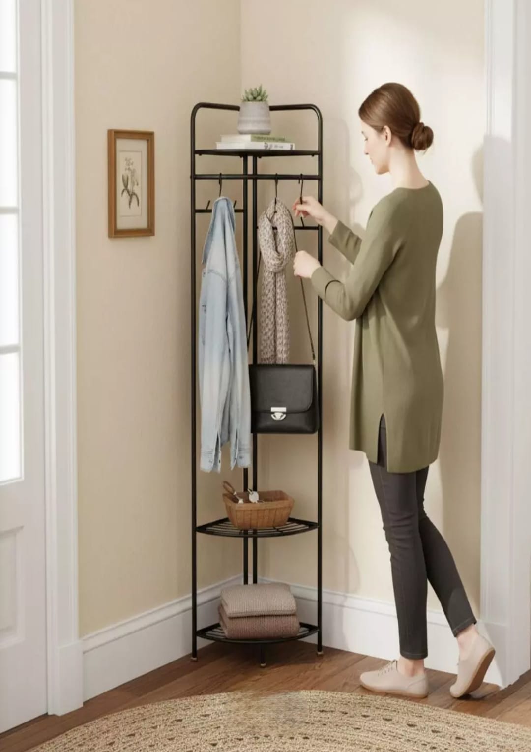 4233 PERCHERO ESQUINERO MULTIFUNCIONAL METAL NEGRO 175 CM (7)