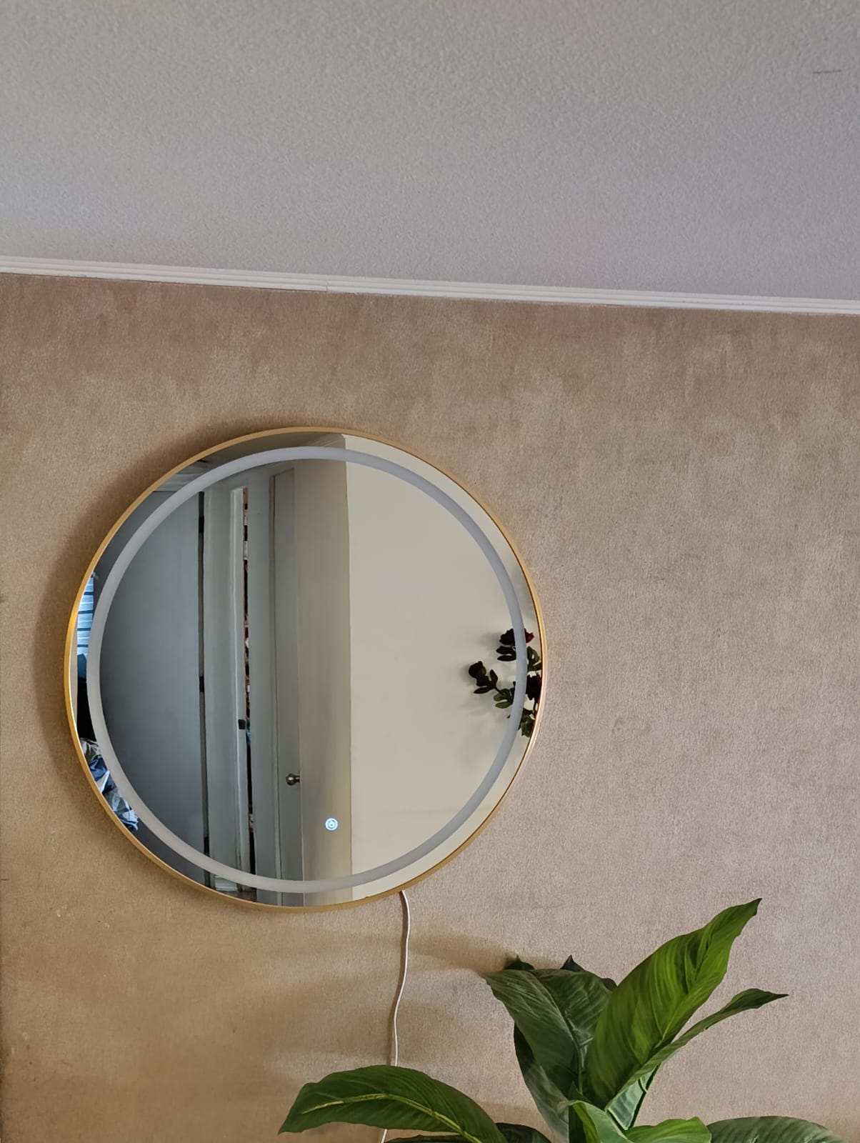 432-2 ESPEJO TOUCH LED 80 CM Ø CIRCULAR MARCO METAL CEPILLADO DORADO (2)